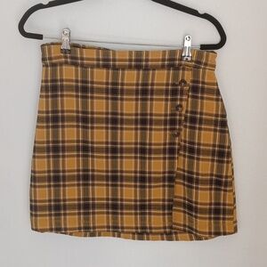 Y2K Hollister Womens Mini Skirt Size Large Yellow Plaid Preppy Academia Clueless